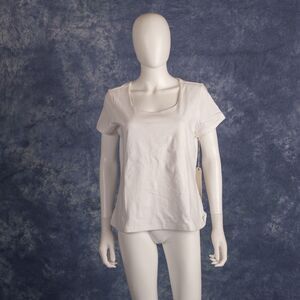 NWT French Laundry Small T-Shirt White Short Sleeve Scoop Neck Top